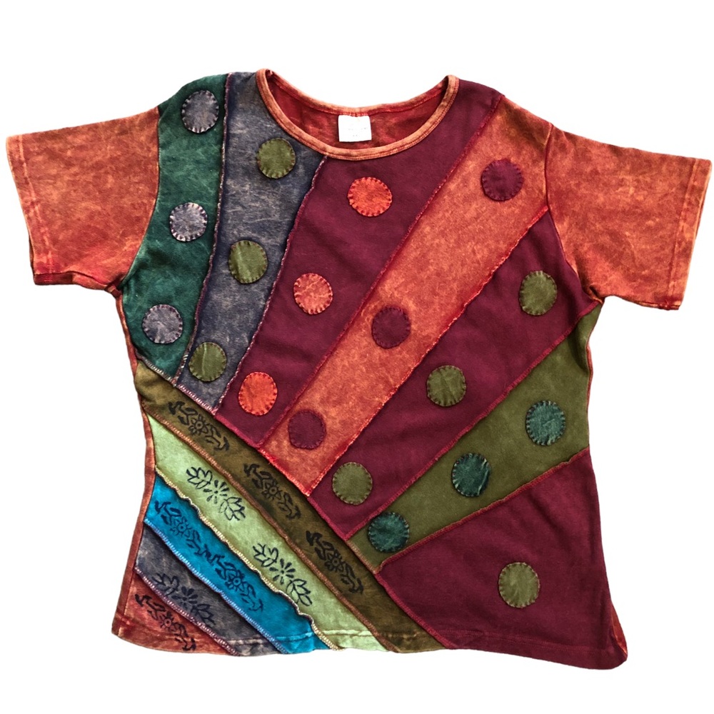 Greater Good Network Mineral Wash Patchwork Top Made in Nepal XXL Art to…